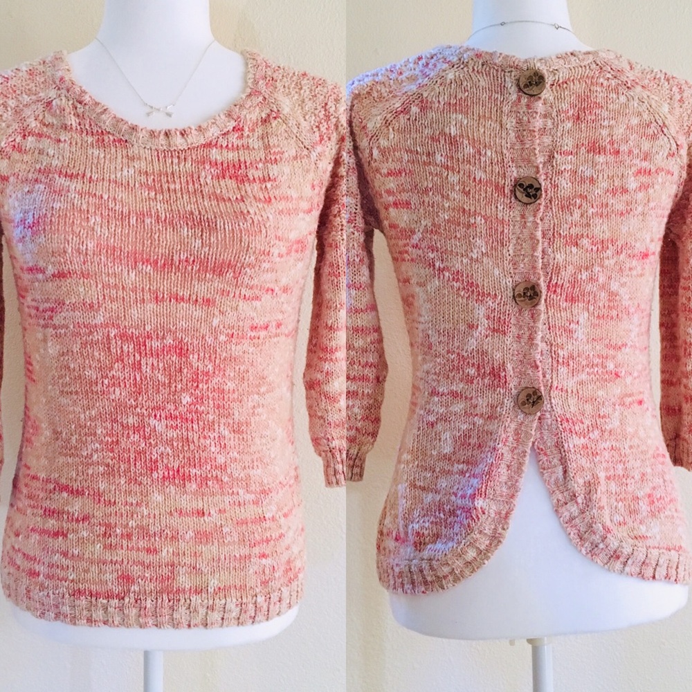American Rag Pink Multi Button Back Sweater